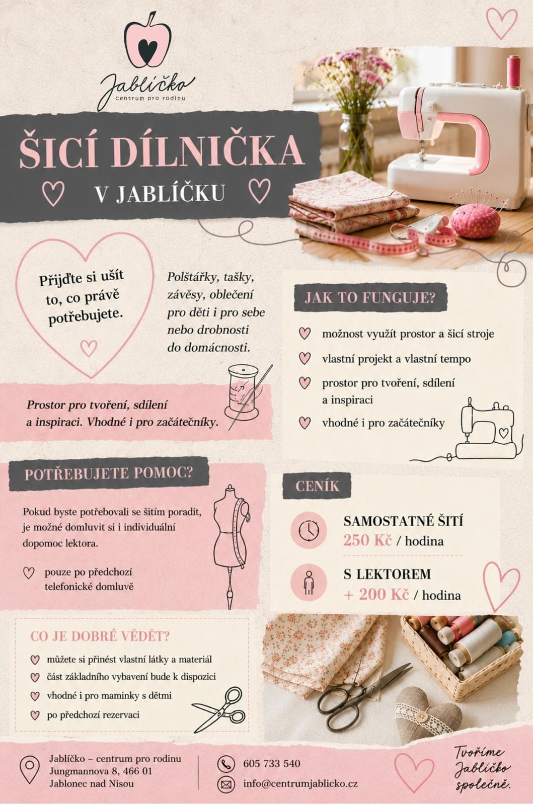 Šicí dílnička v Jablíčku